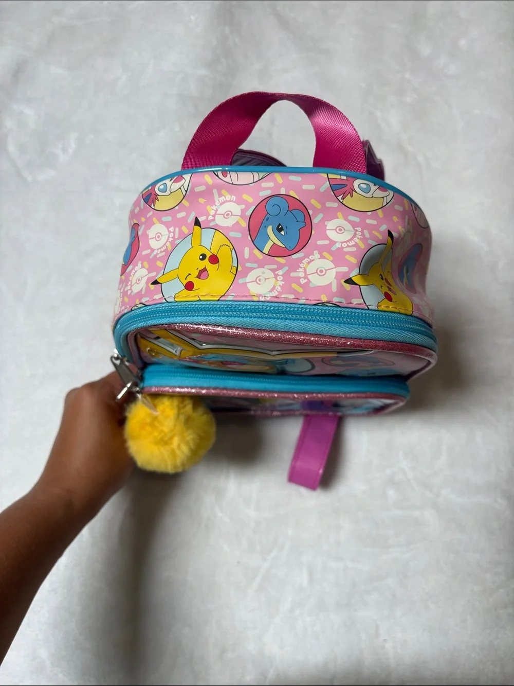 Bioworld Pink and Teal Pokemon Kids Backpack with Pikachu